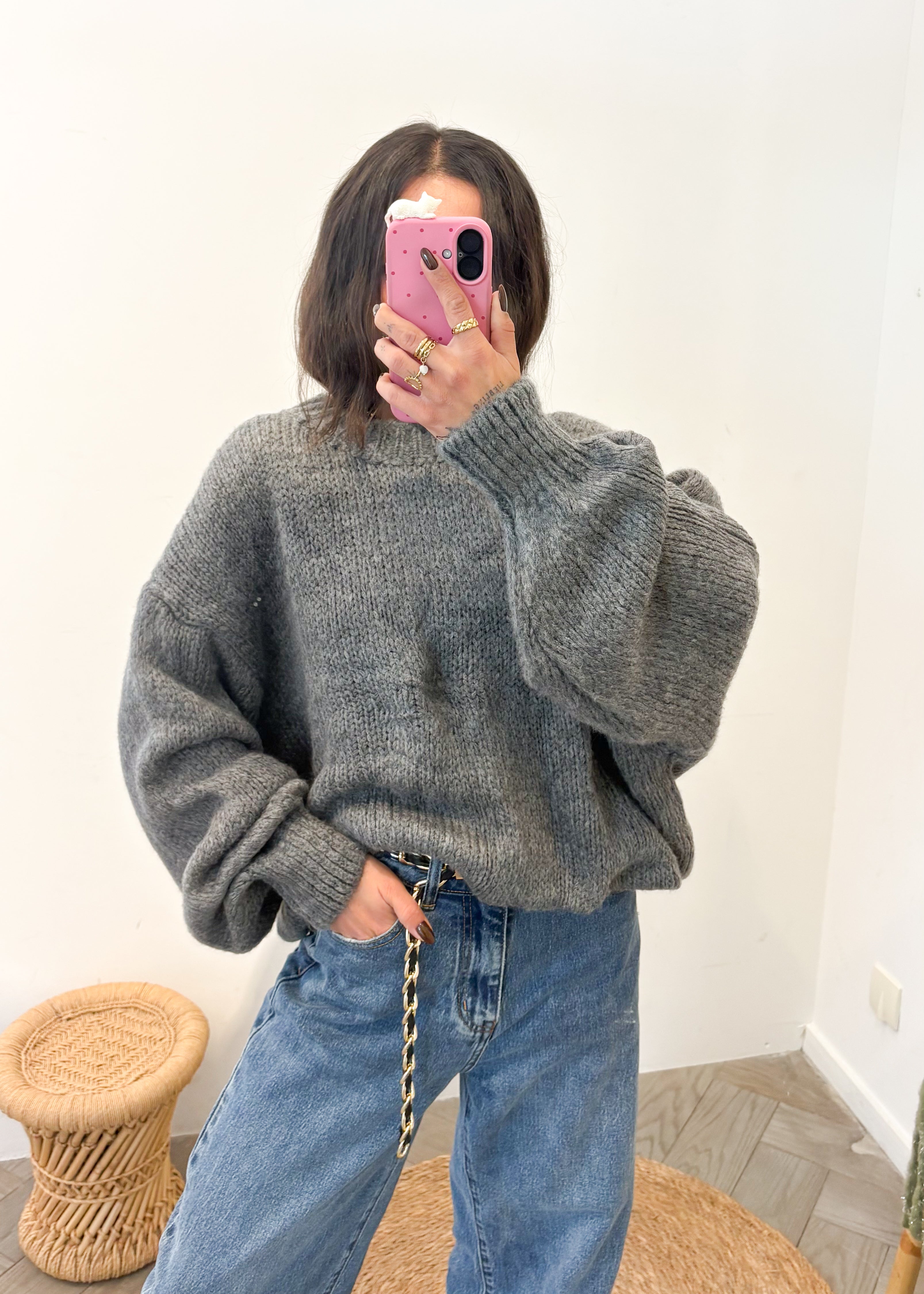 Pull en mohair MALVEN gris