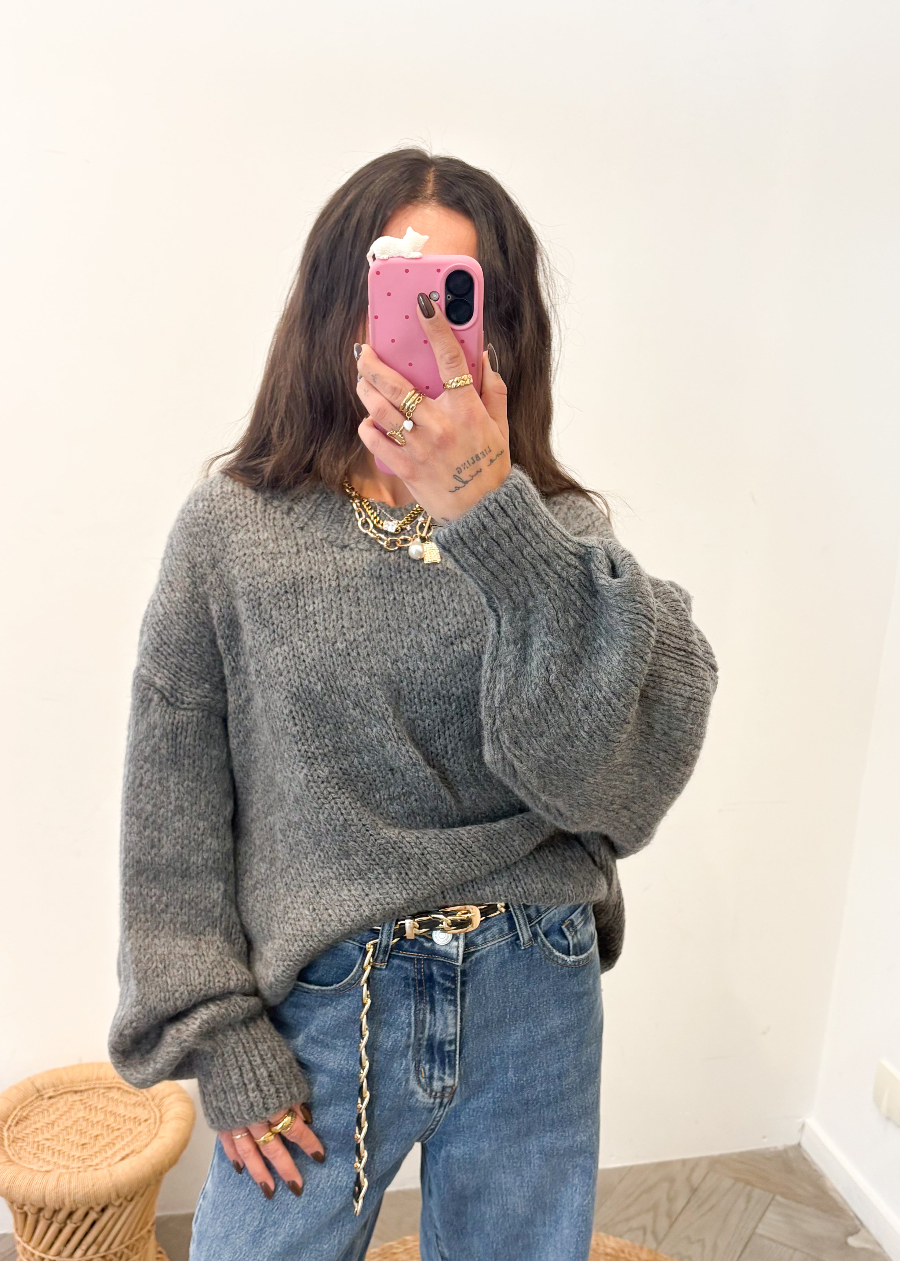 Pull en mohair MALVEN gris