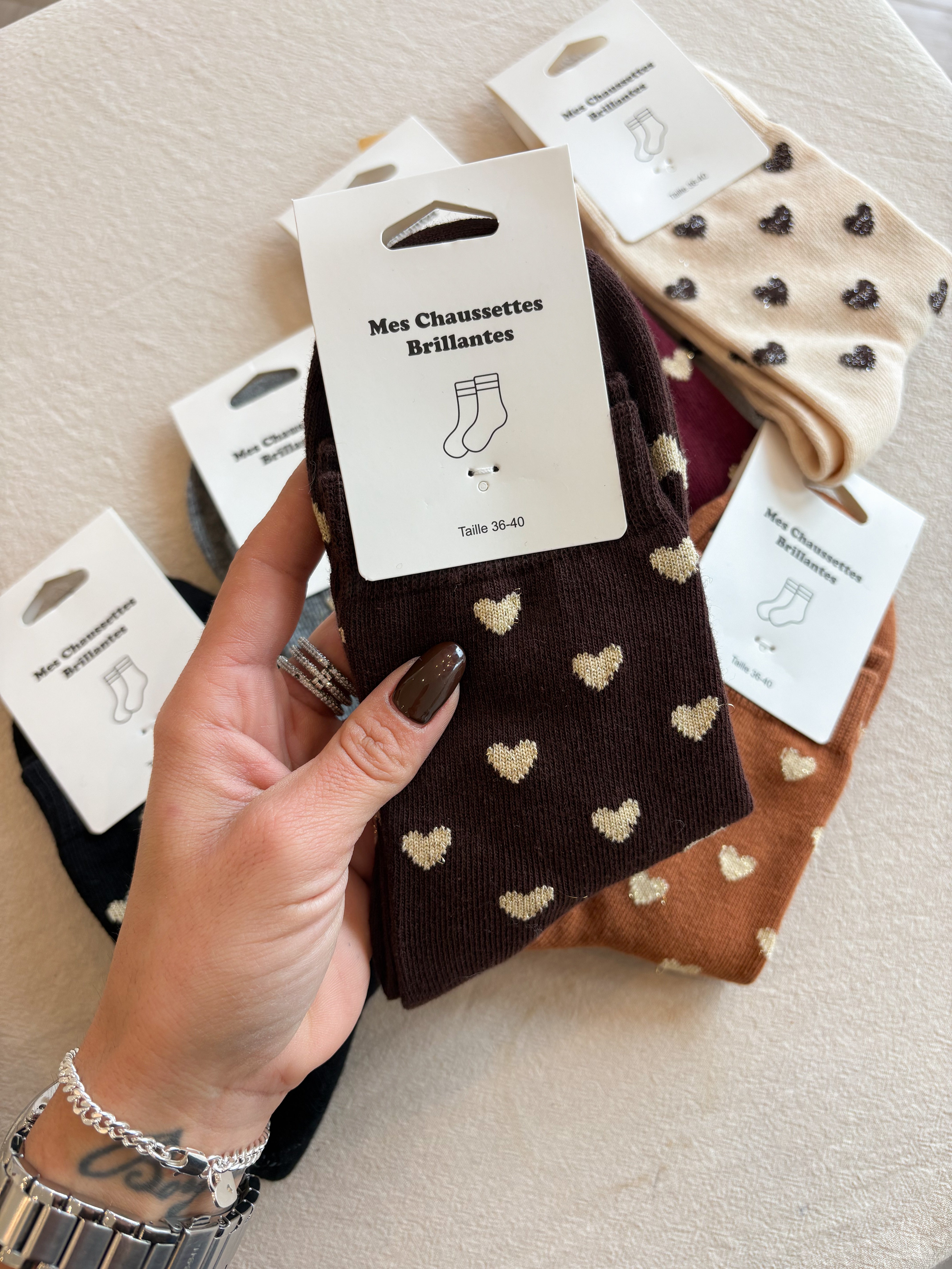 Chaussettes paillettes CŒURS