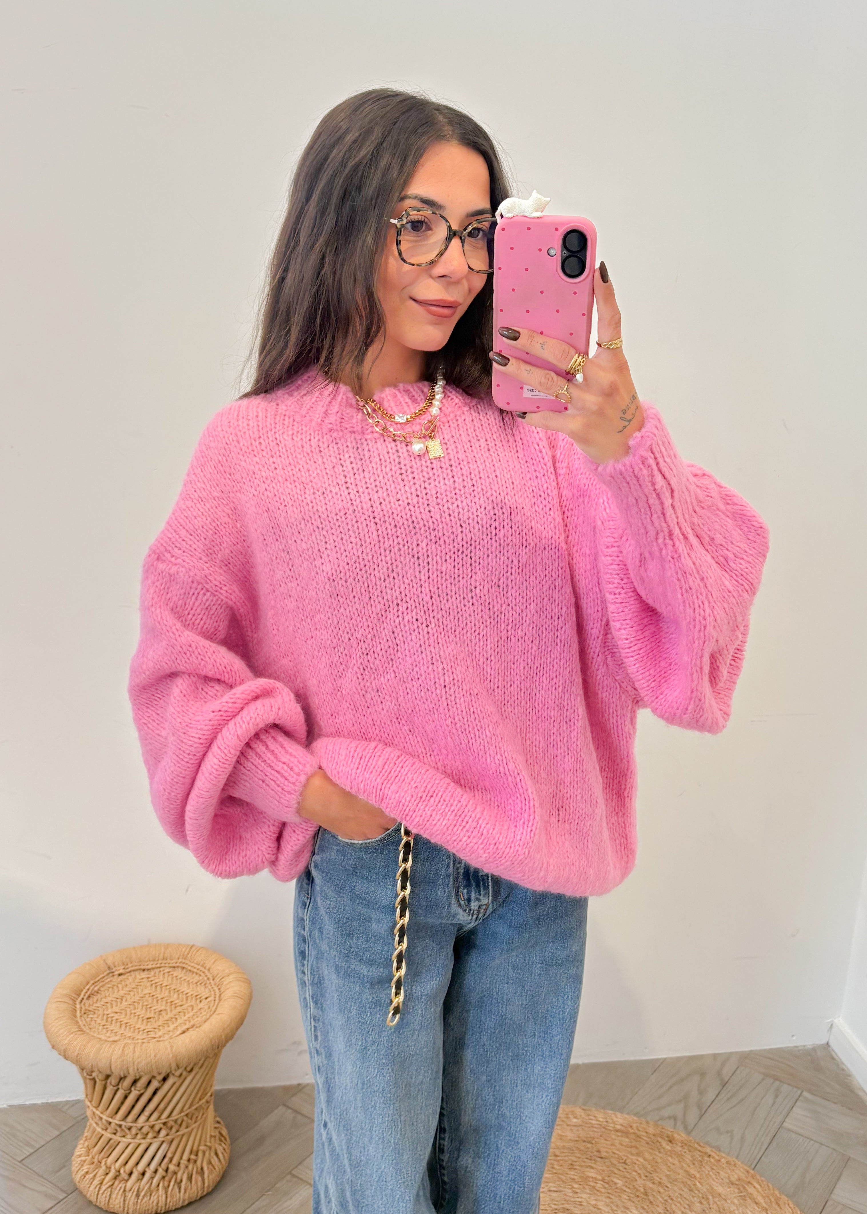 Pull en mohair MALVEN rose