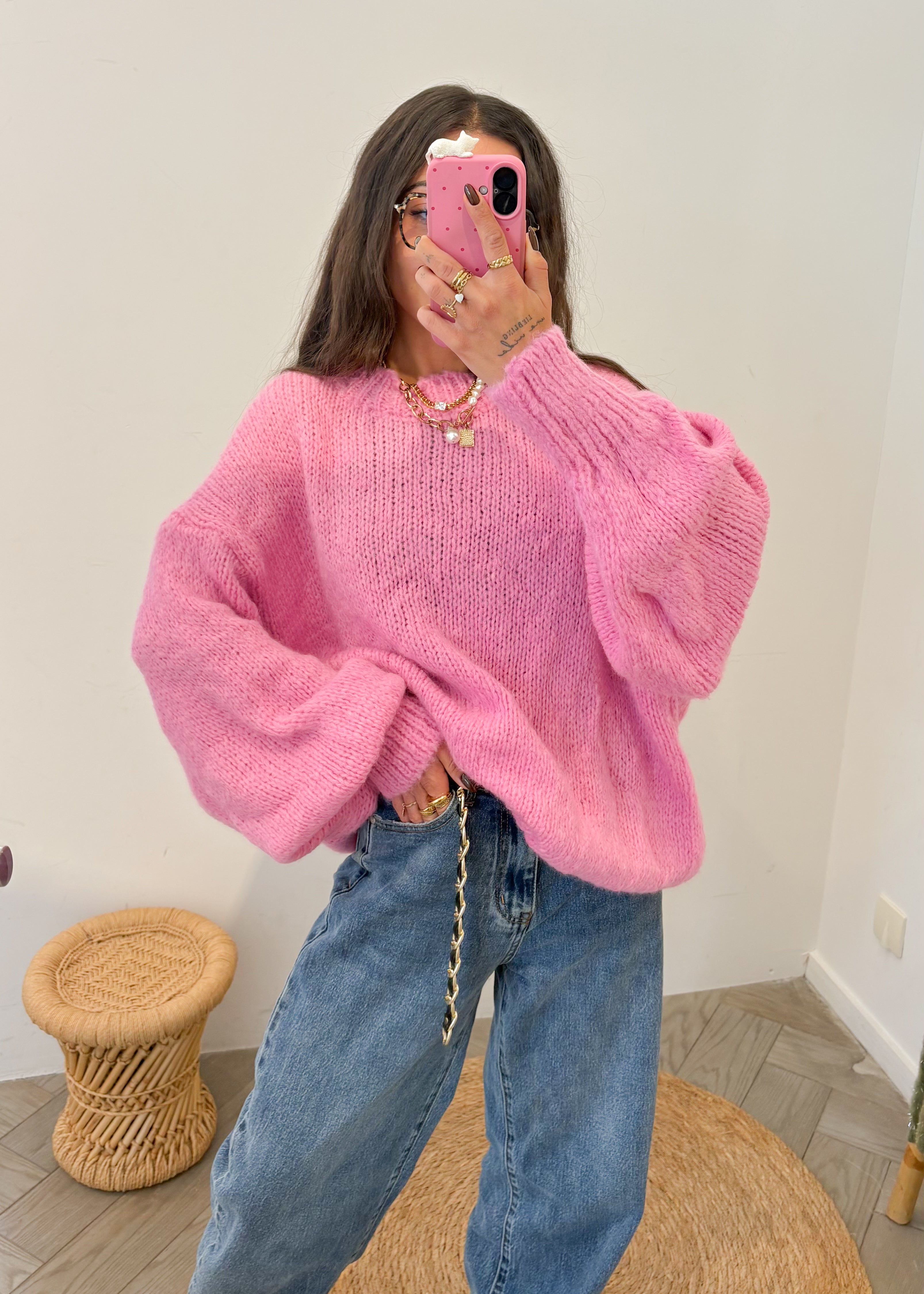 Pull en mohair MALVEN rose