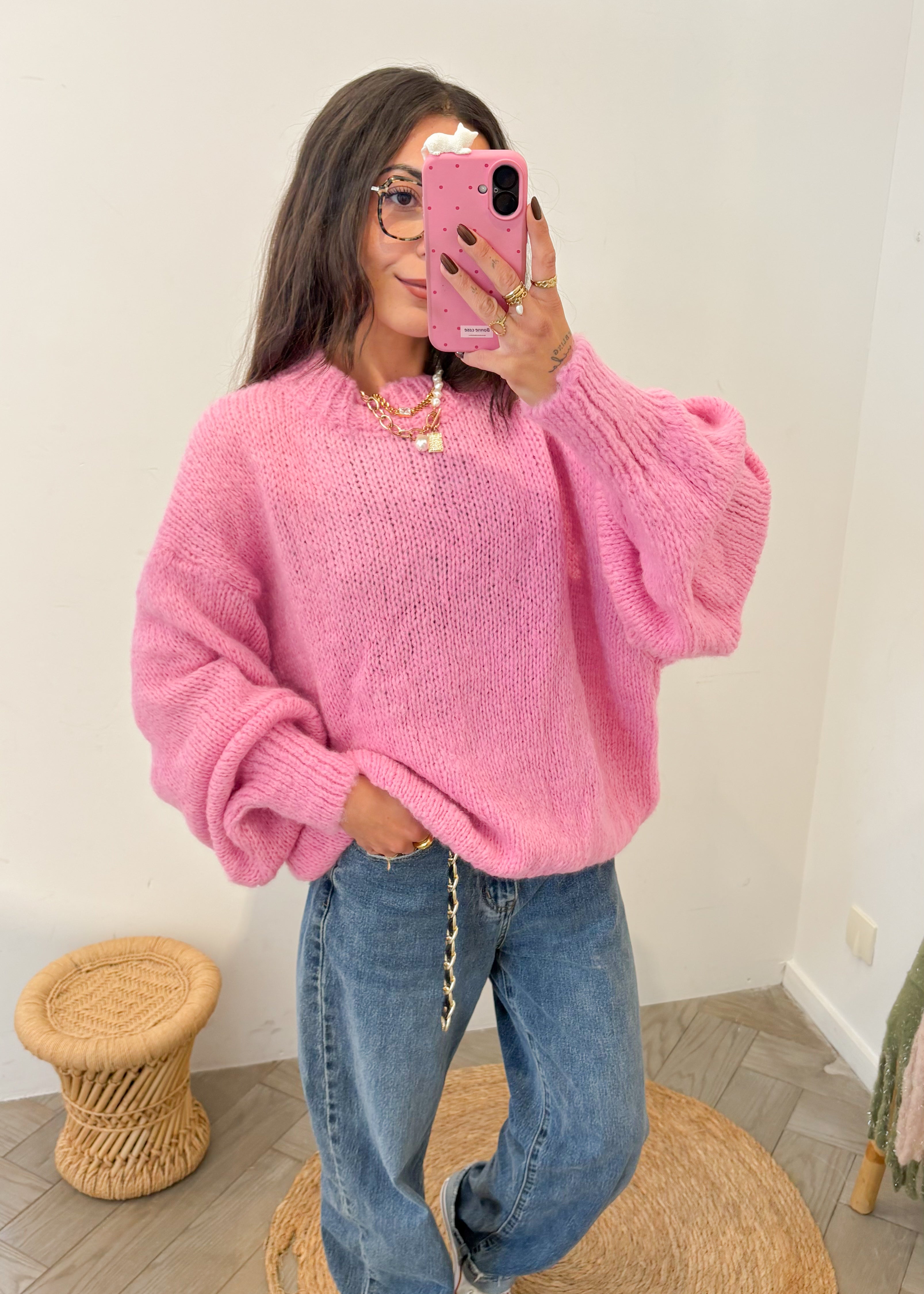 Pull en mohair MALVEN rose