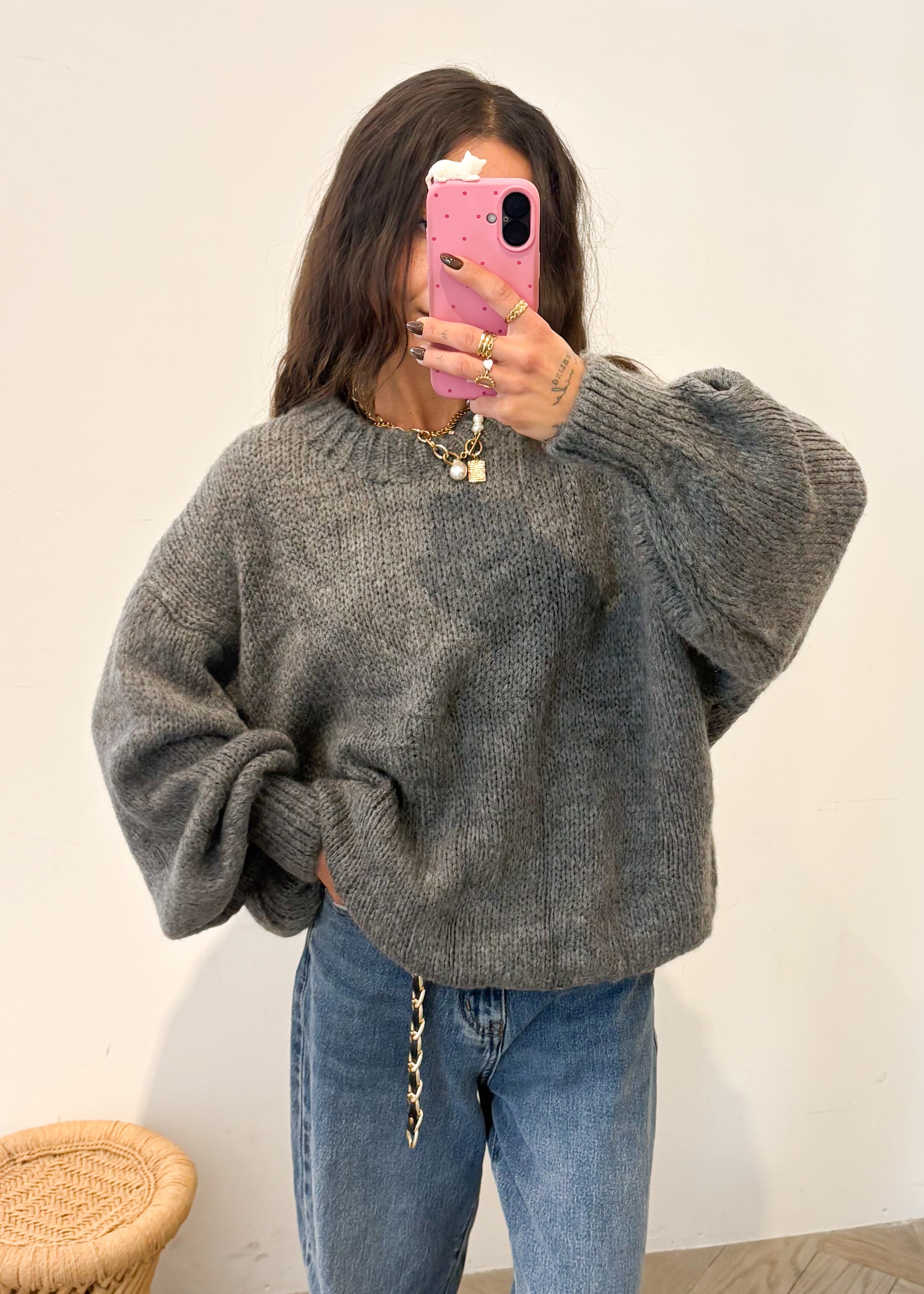 Pull en mohair MALVEN gris