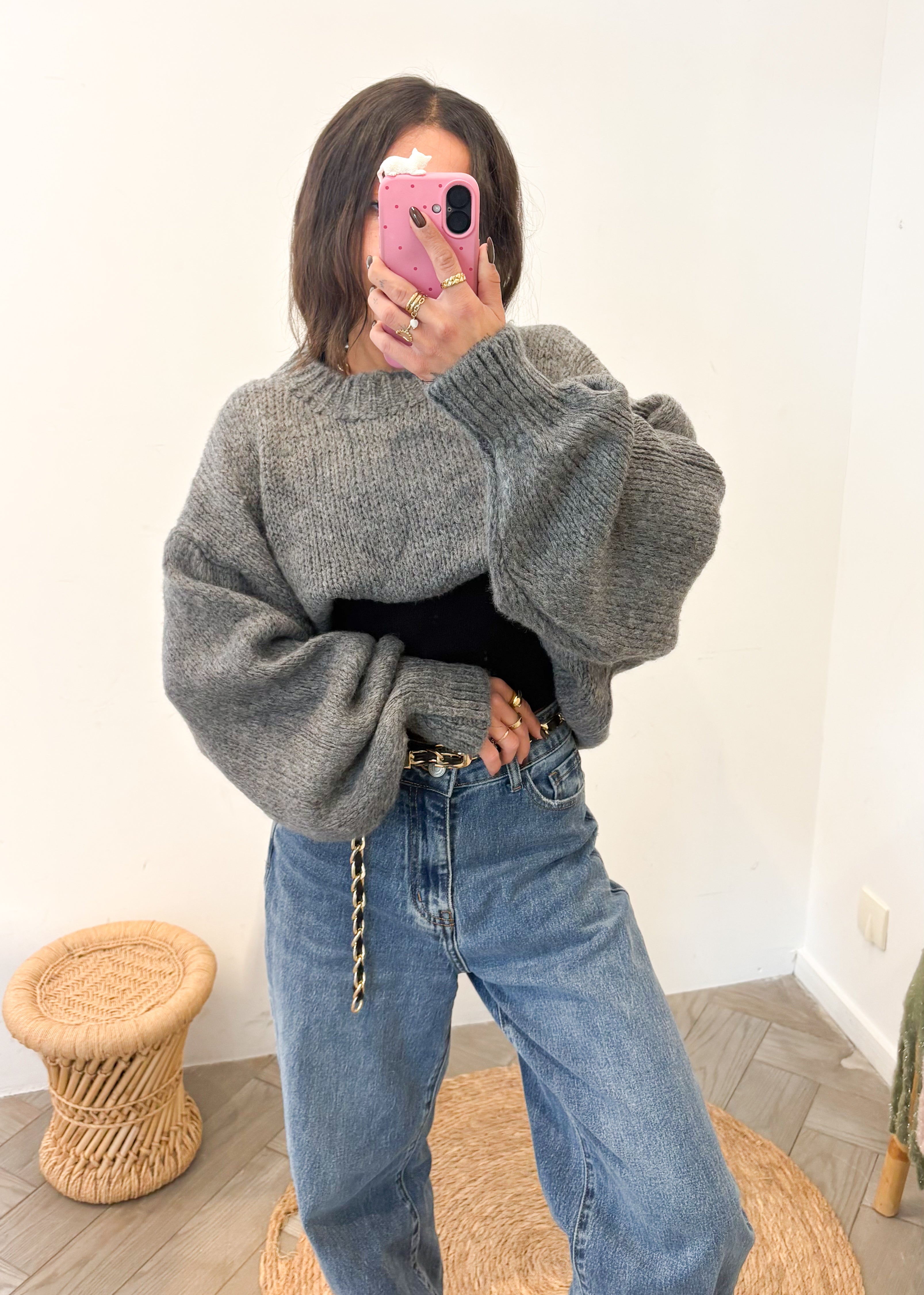 Pull en mohair MALVEN gris