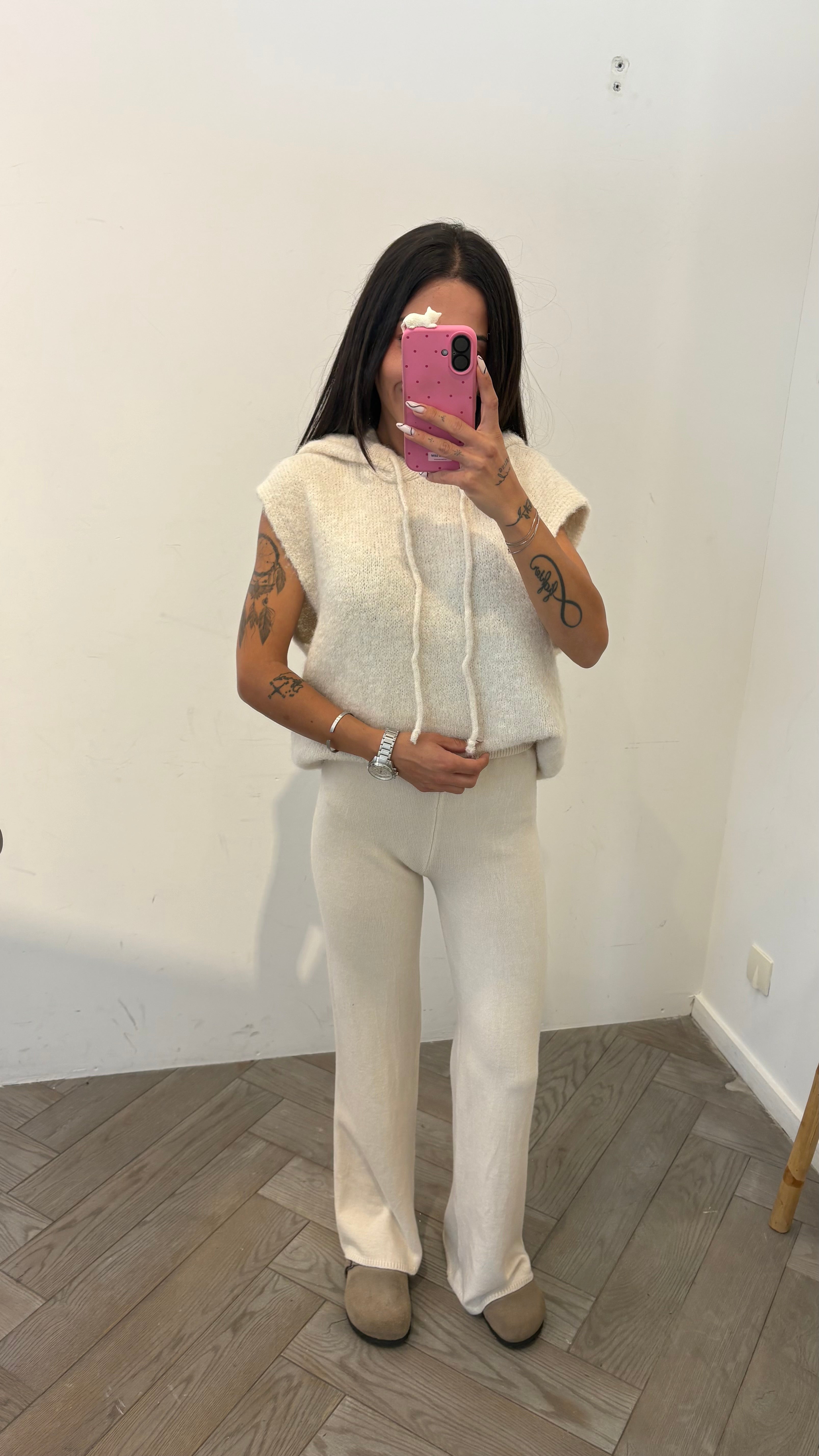 Pantalon en maille LYANNA écru