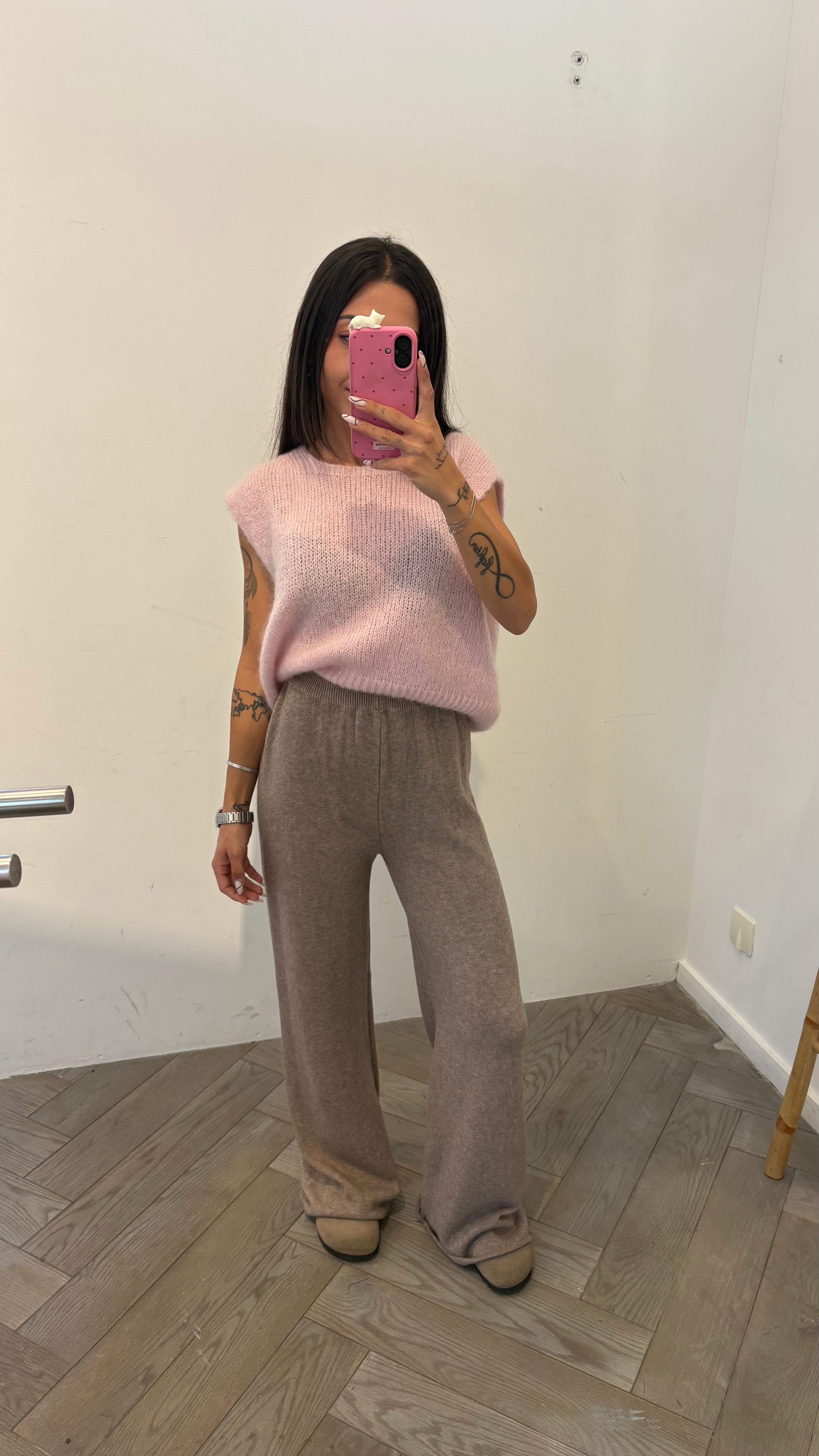 Pantalon en maille LYANNA marron