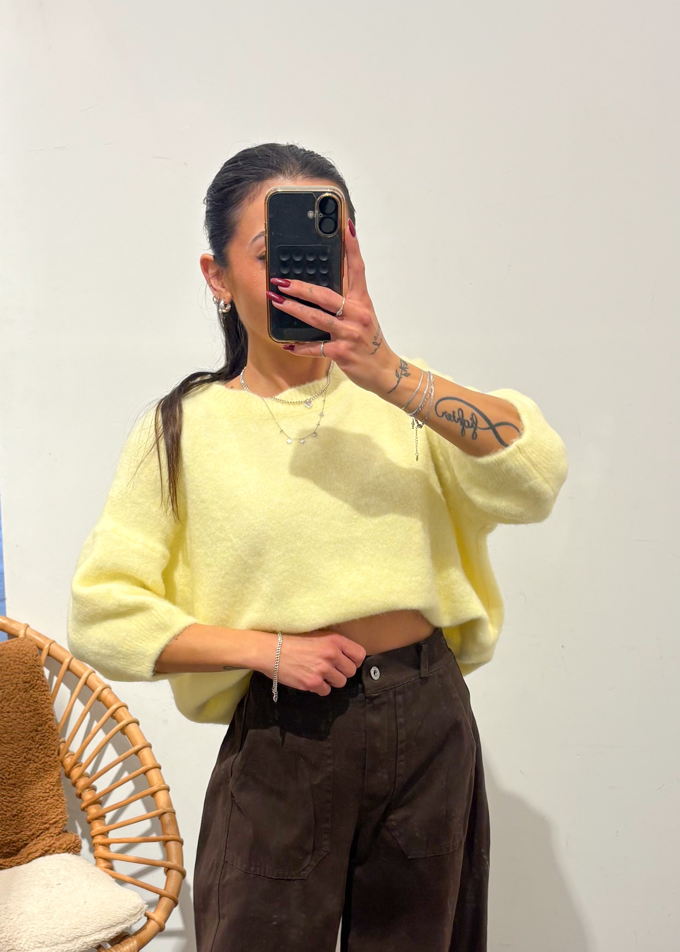 Pull laine et alpaga FELIA jaune