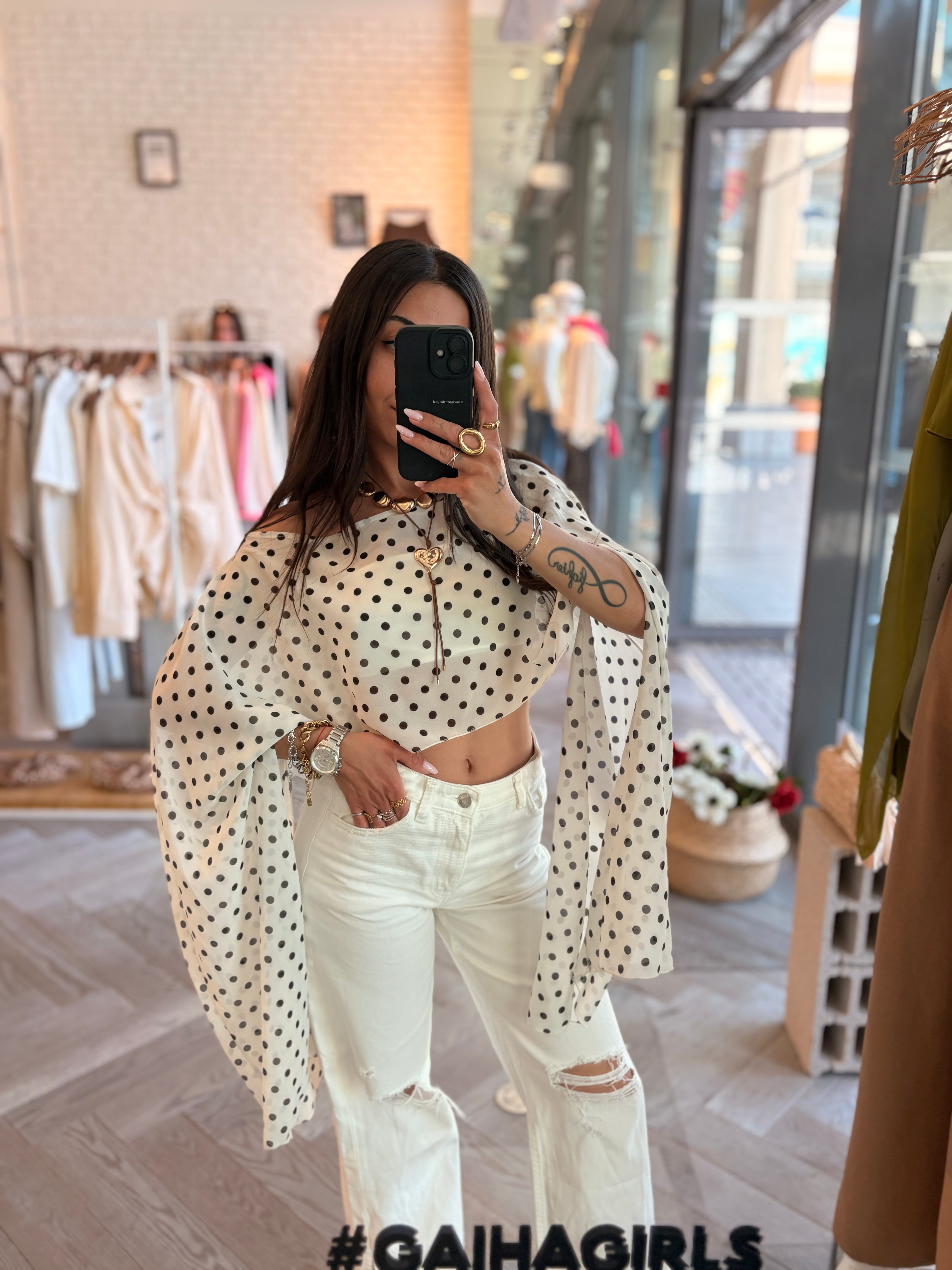 Blouse à pois JINA blanc