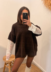 Pull en laine et alpaga MIRELLA marron