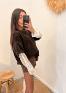 Pull en laine et alpaga MIRELLA marron