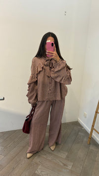 Pantalon PABLO vichy marron bordeaux