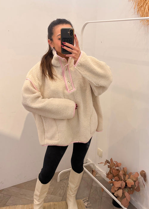 Pull TEDDY écru rose