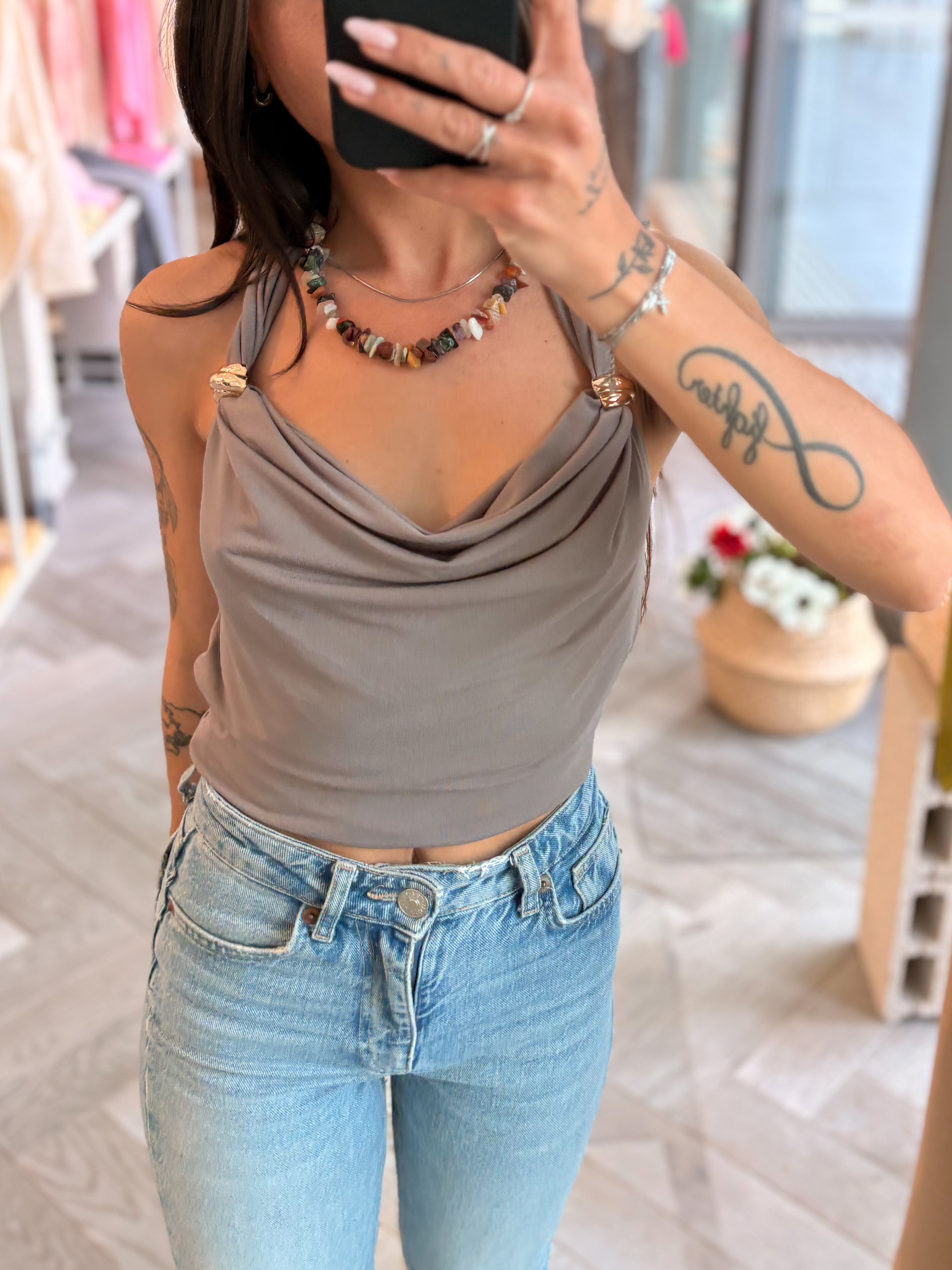 Top dos nu DONIA taupe
