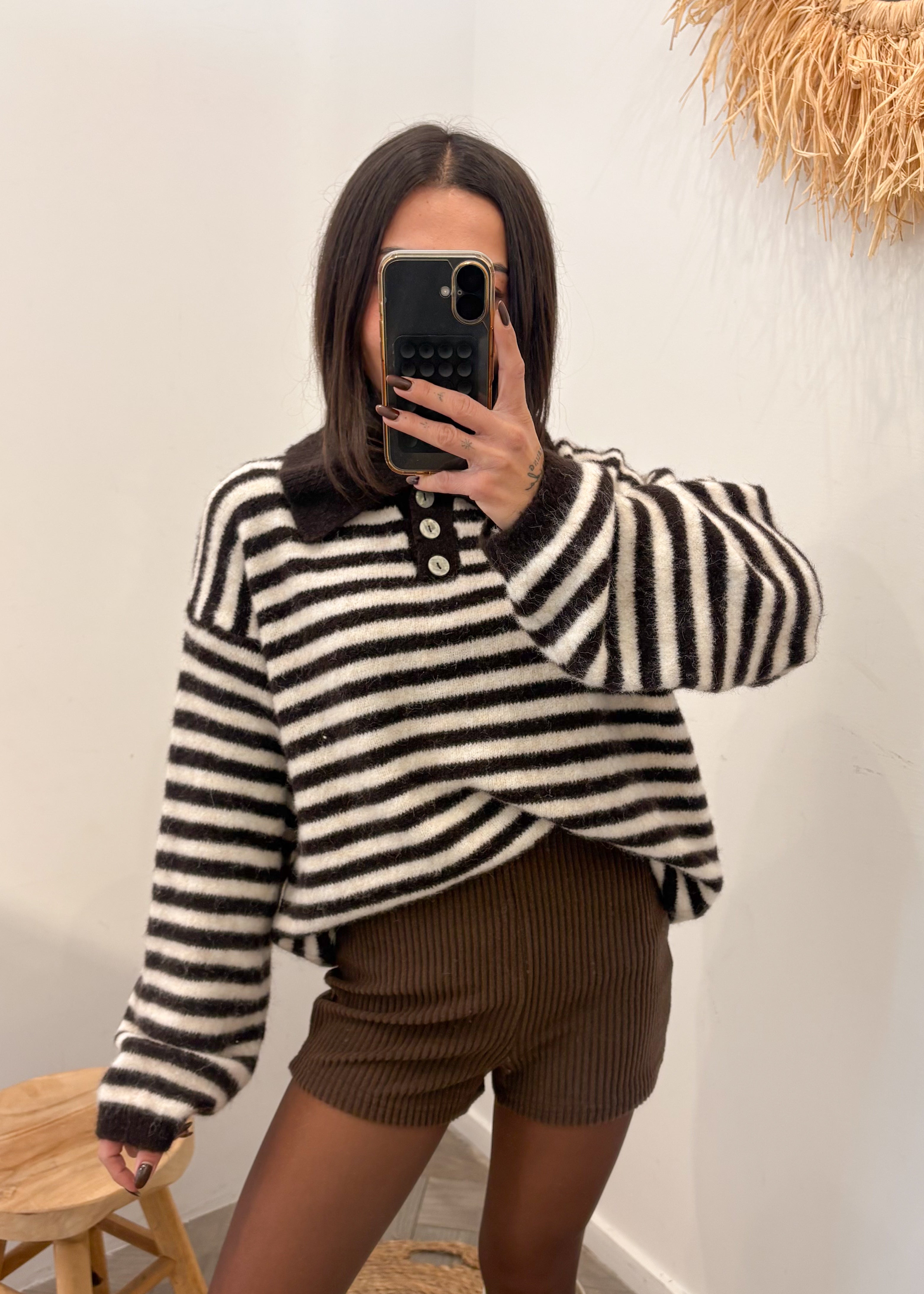 Pull en laine et alpaga RAPHAËL marron