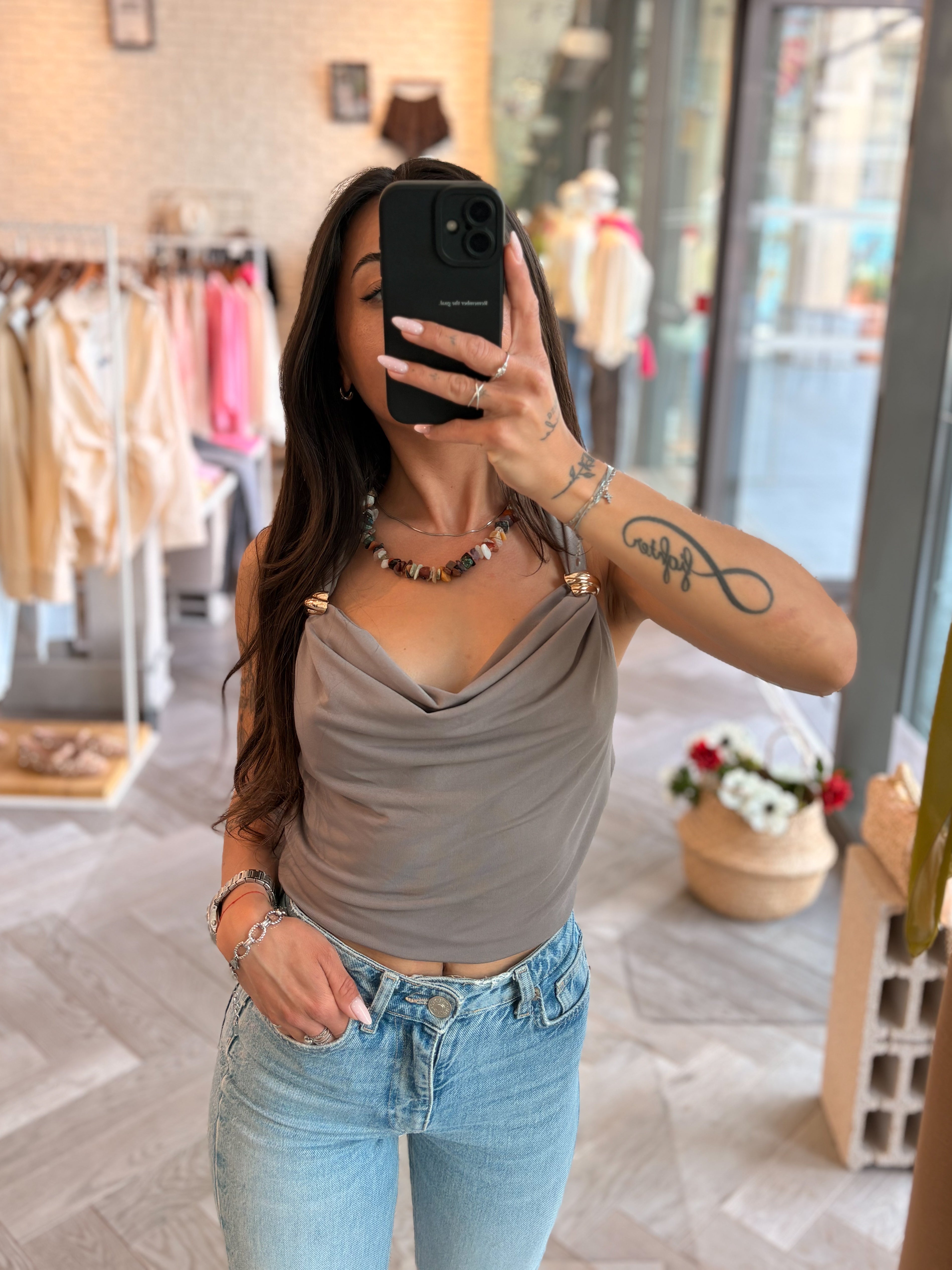 Top dos nu DONIA taupe