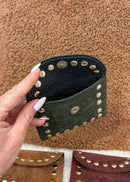 Porte-monnaie en cuir à clous