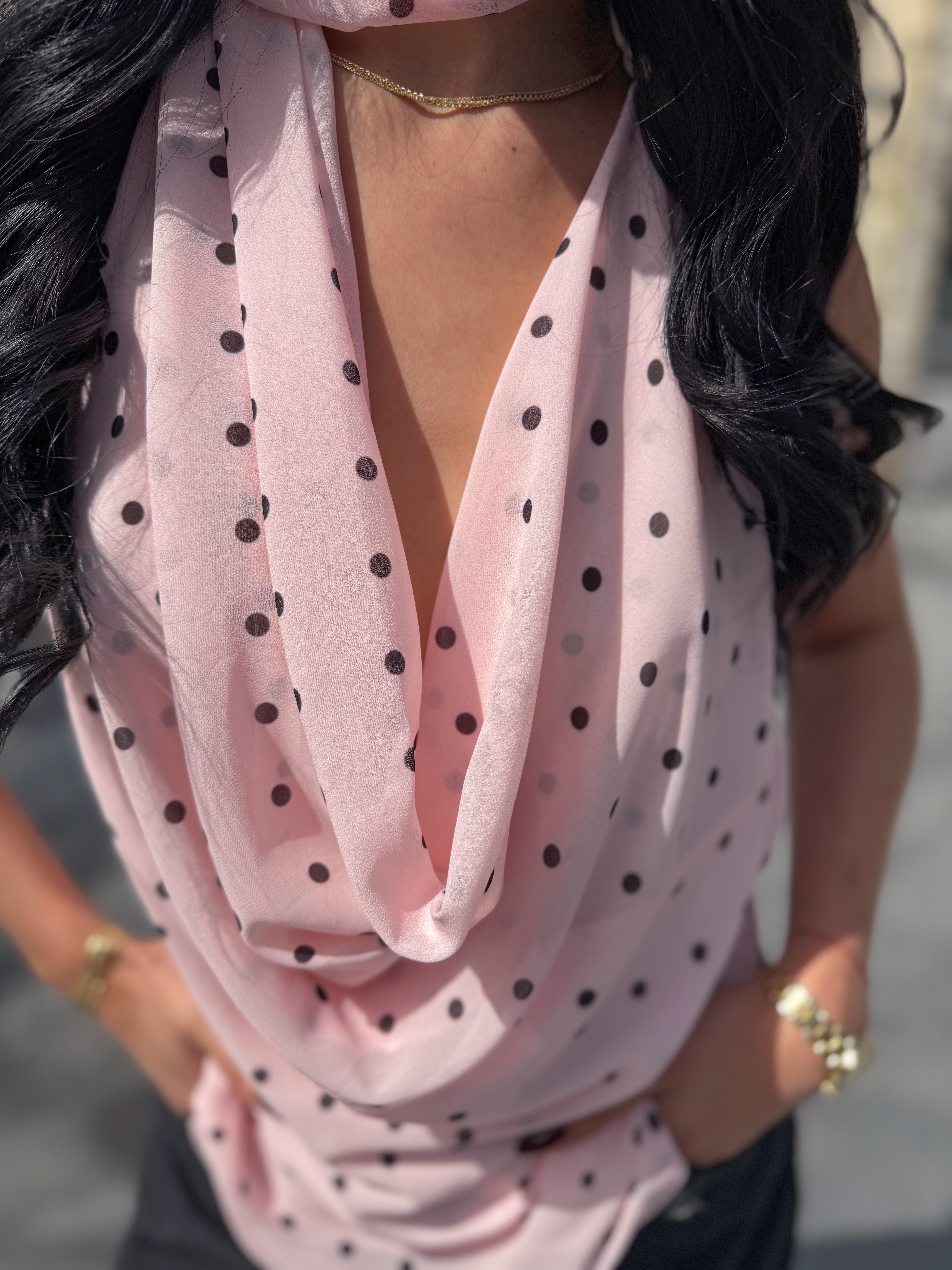 Top à pois ADELIE rose