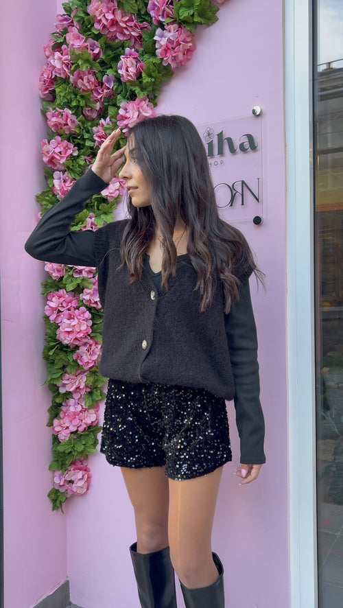 Short à sequins noir - Fall