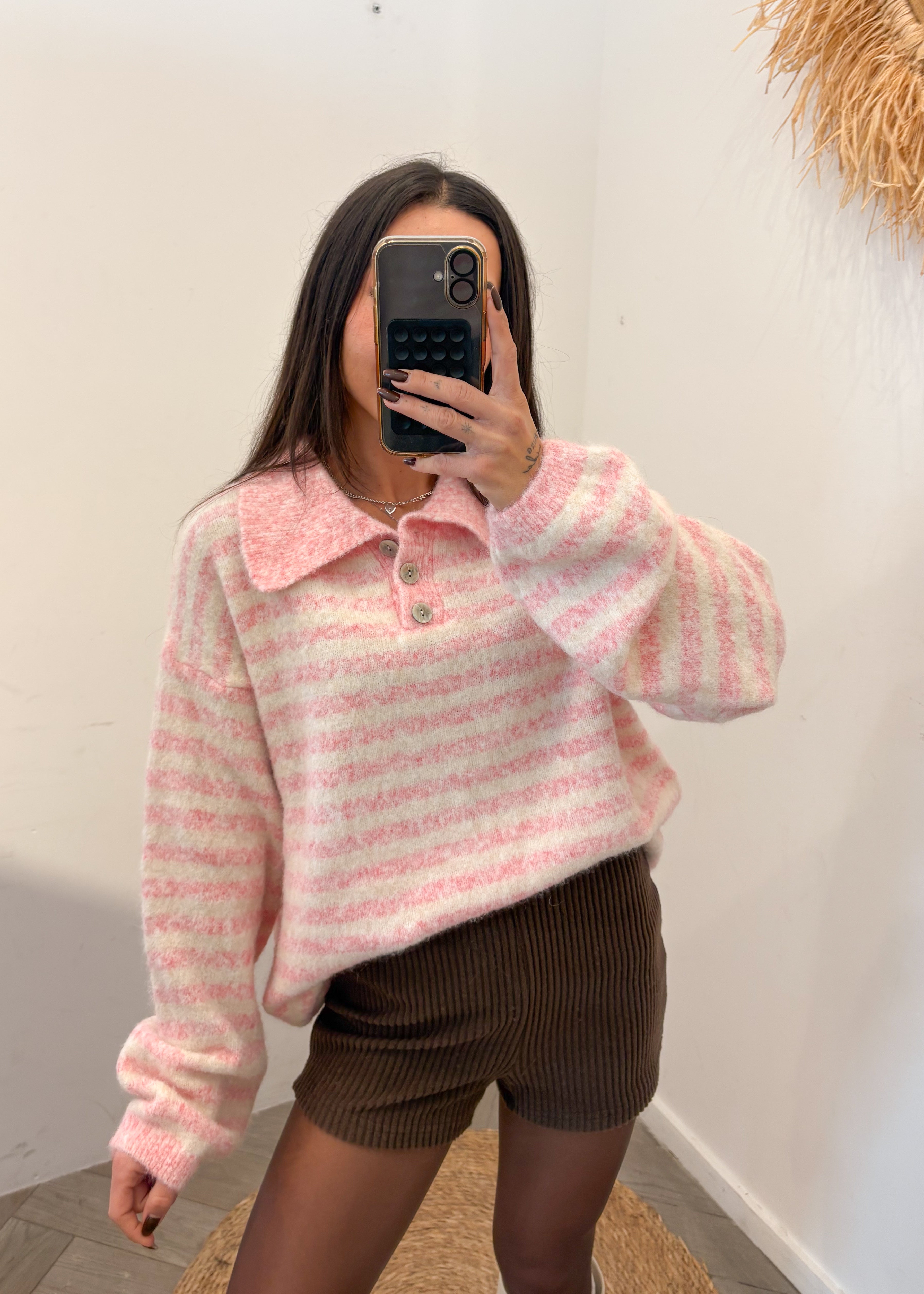 Pull en laine et alpaga RAPHAËL rose