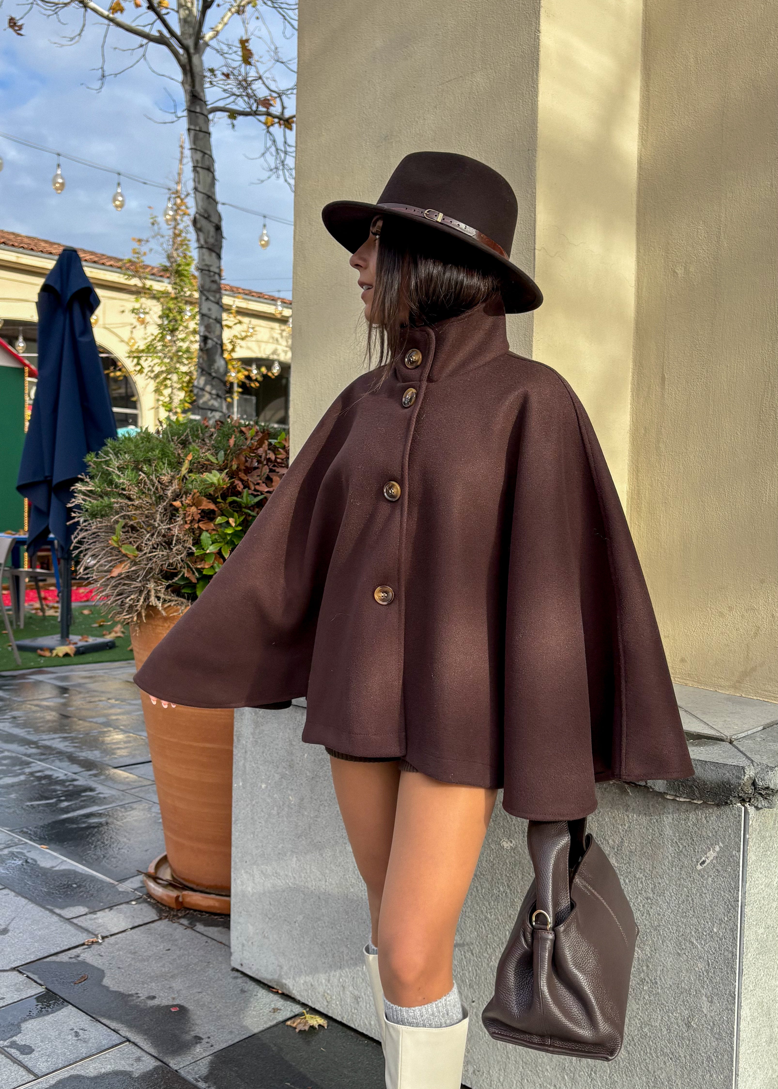 Manteau cape INDY marron