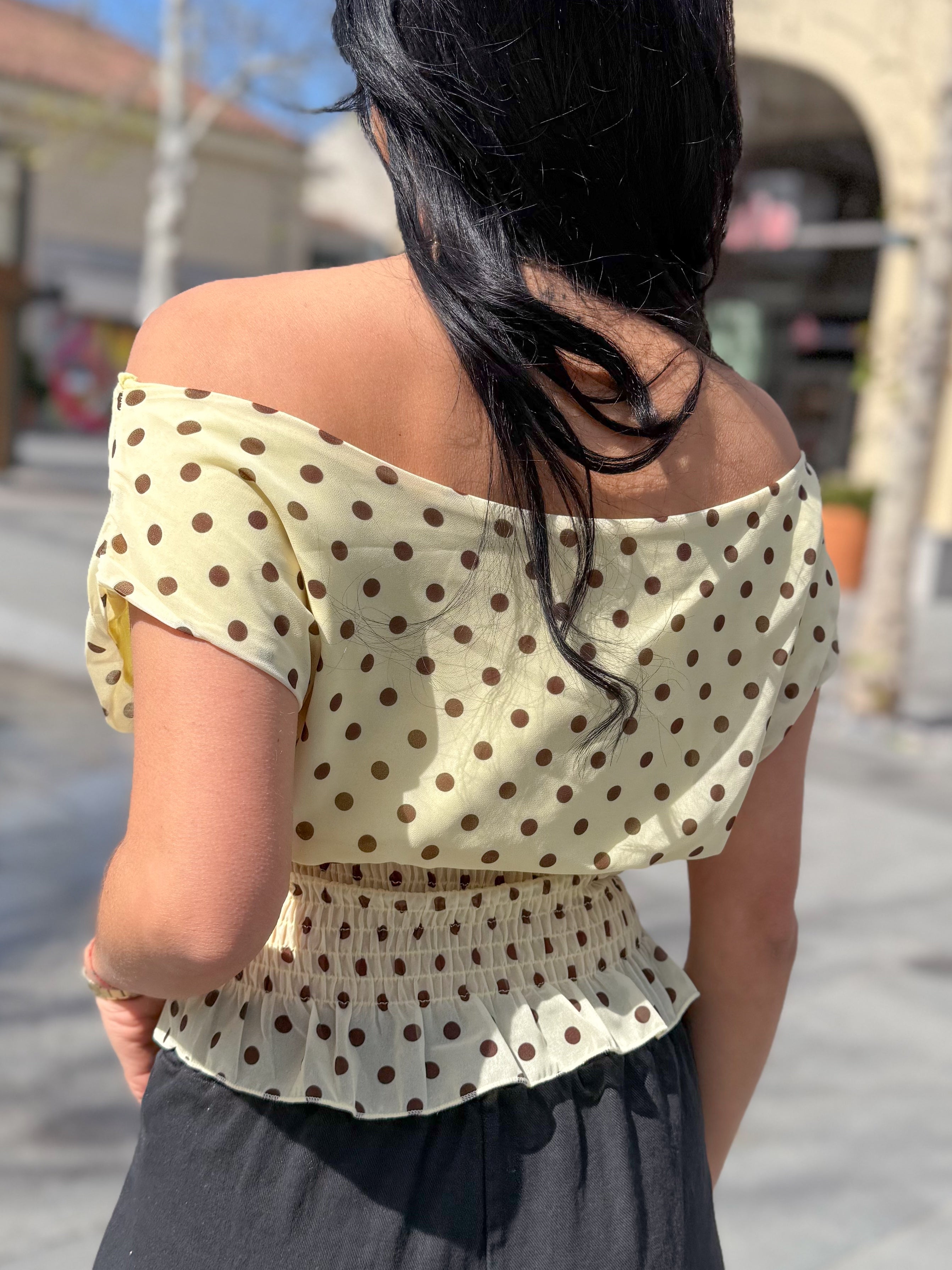 Top polka col bateau KIANA jaune