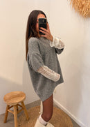 Pull en laine et alpaga MIRELLA gris