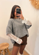 Pull en laine et alpaga MIRELLA gris