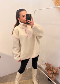 Pull TEDDY écru rose
