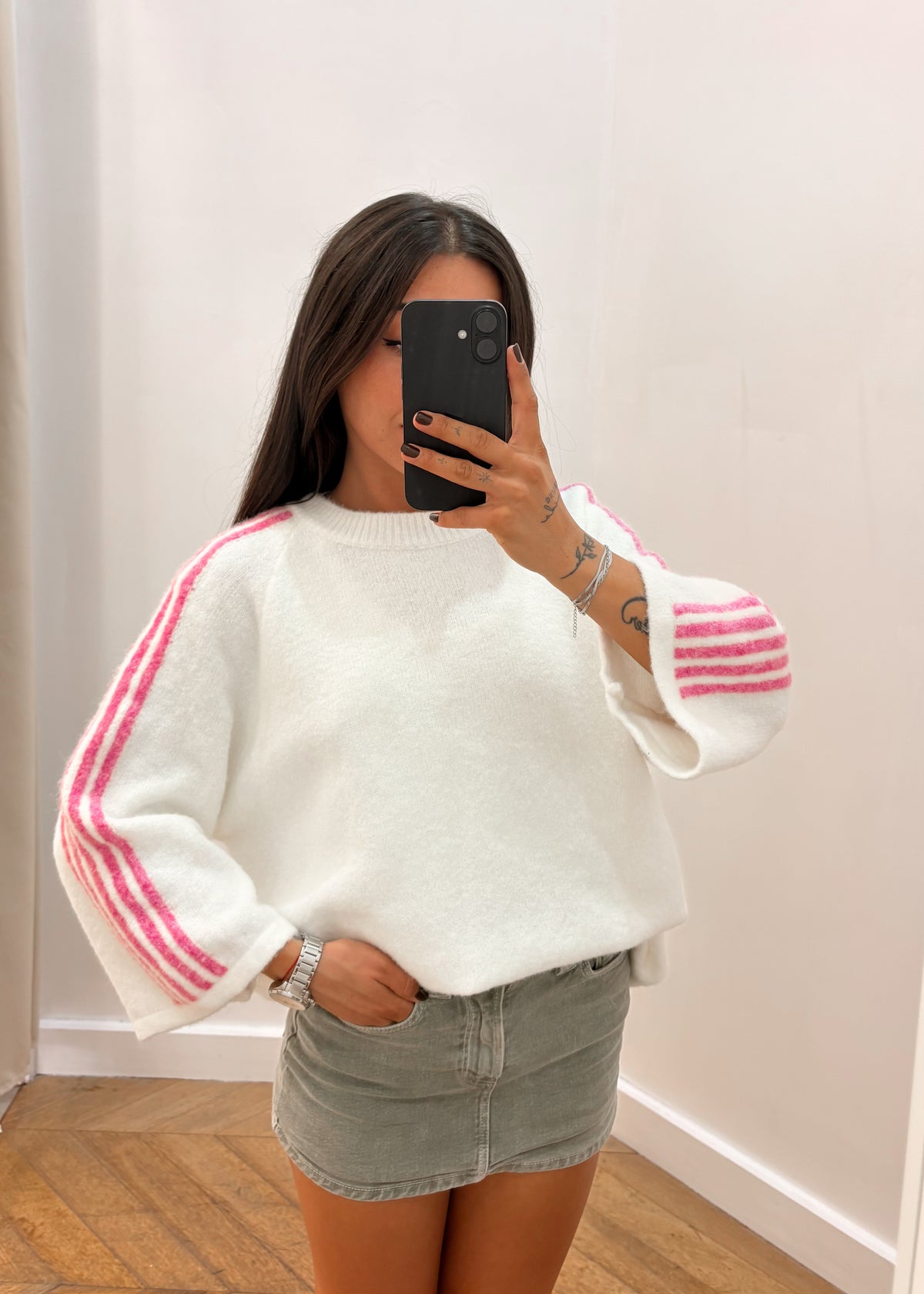 Pull CHELSEA en laine et alpaga blanc