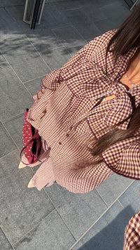 Blouse EMILIA vichy marron bordeaux