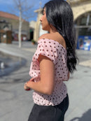 Top polka col bateau KIANA rose
