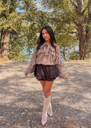 Blouse EMILIA vichy marron clair