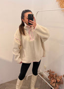 Pull TEDDY écru rose