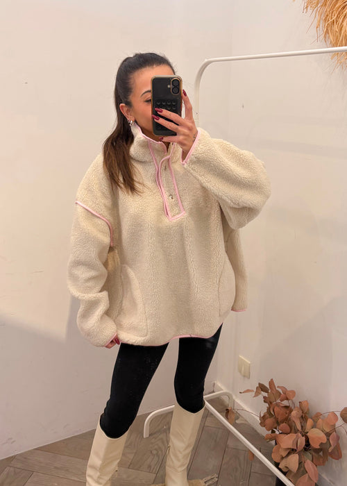 Pull TEDDY écru rose