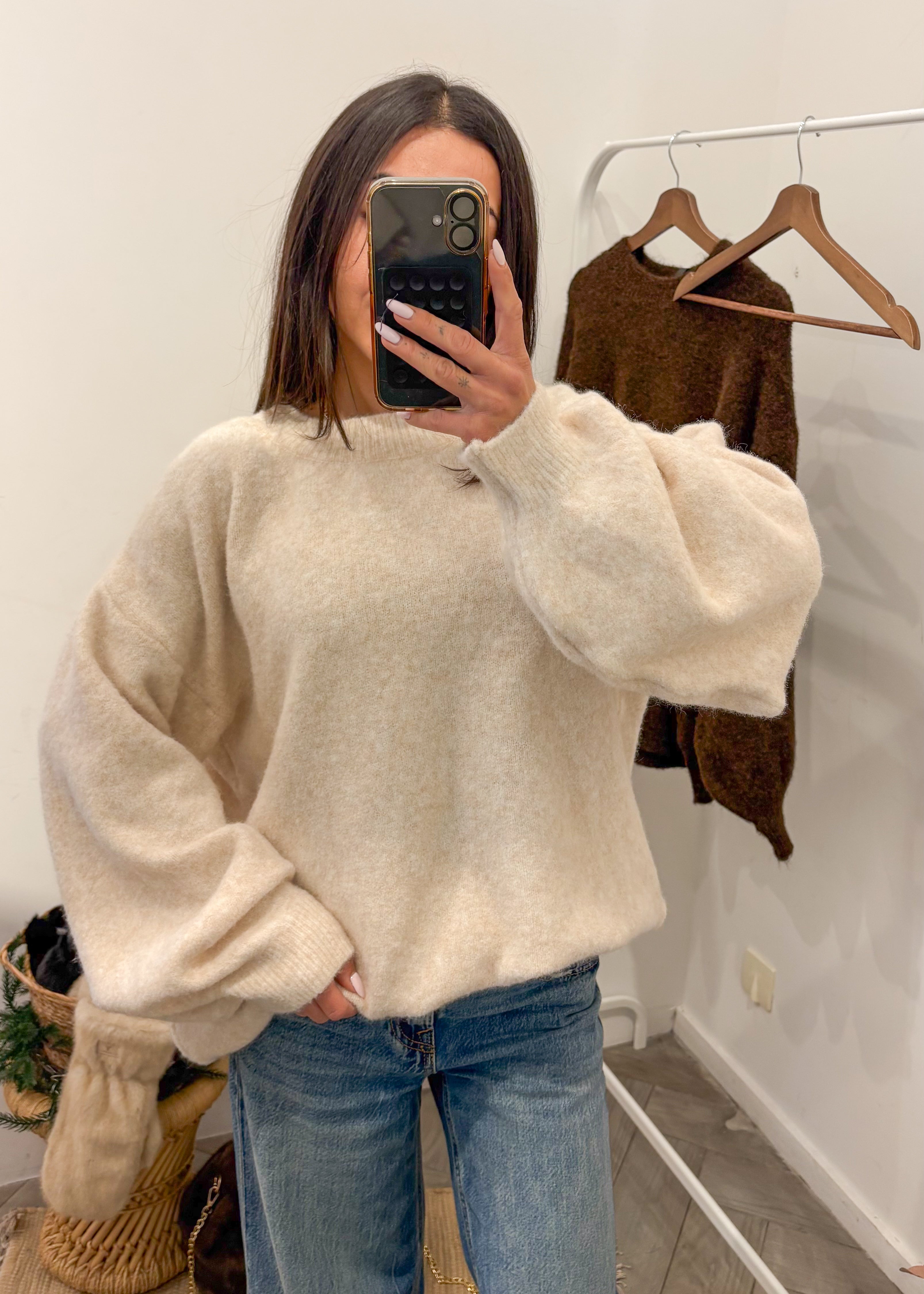 Pull LILOU écru laine et alpaga