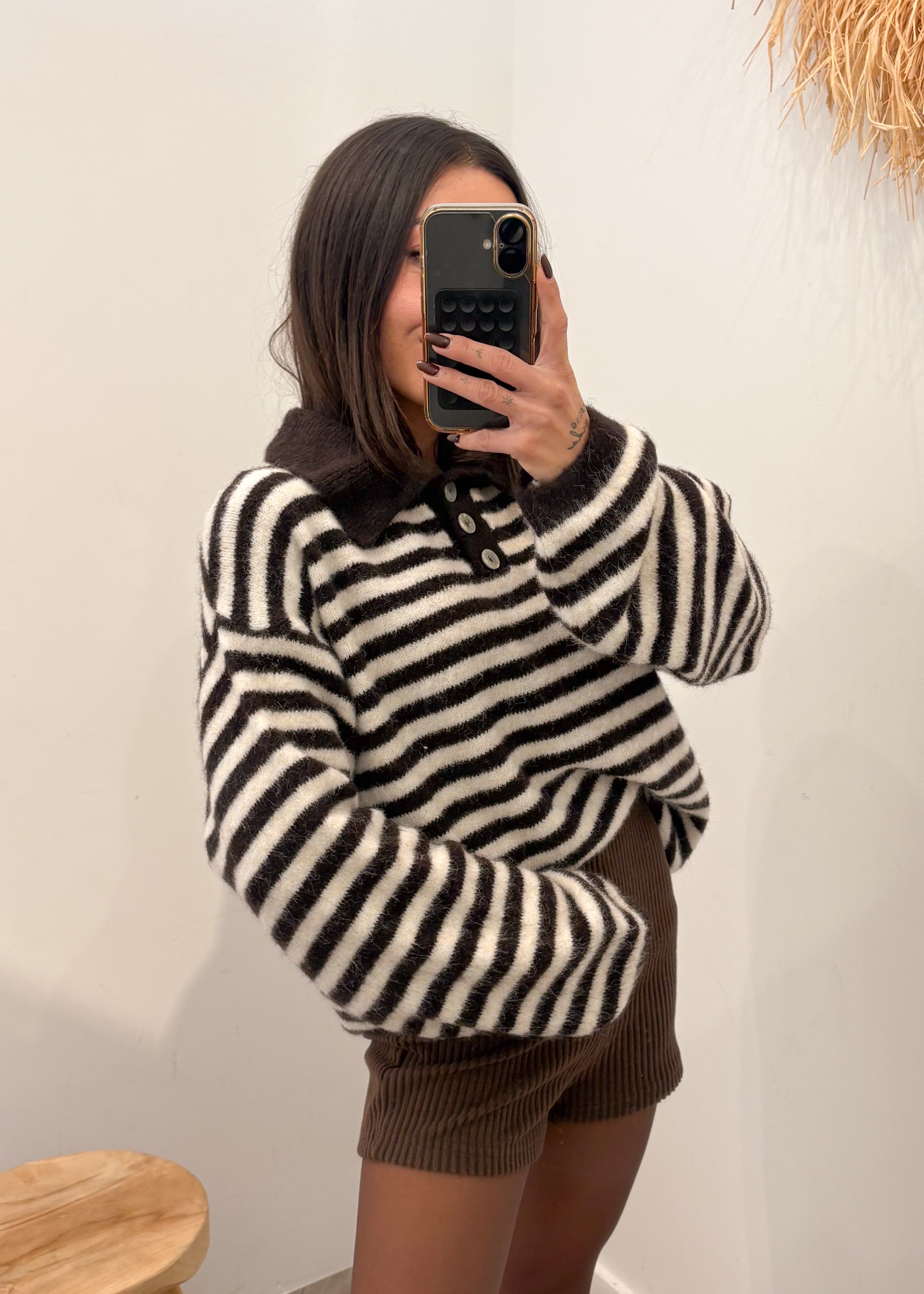 Pull en laine et alpaga RAPHAËL marron