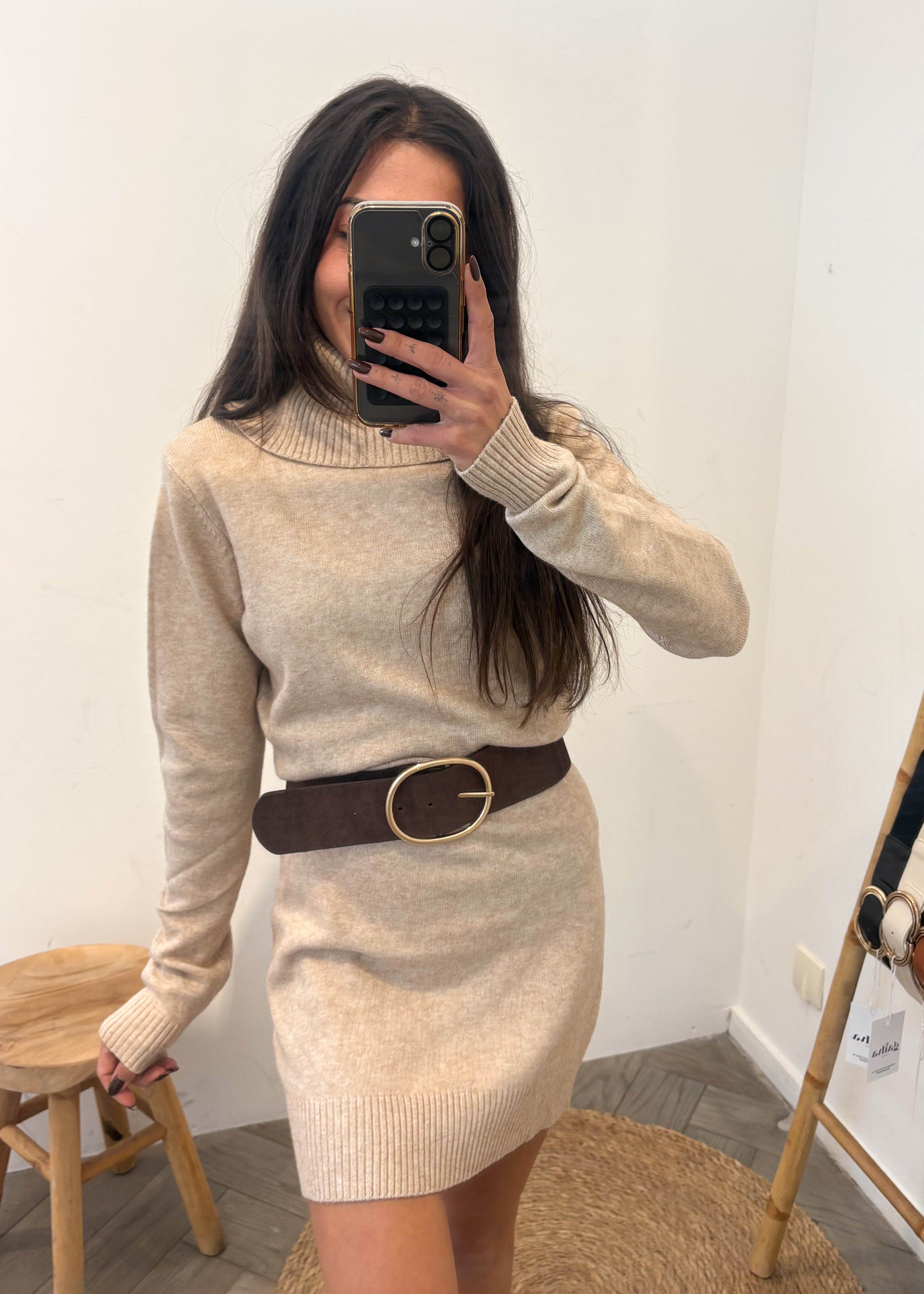 Robe en maille LÉA beige
