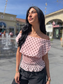 Top polka col bateau KIANA rose
