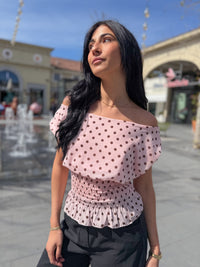 Top polka col bateau KIANA rose