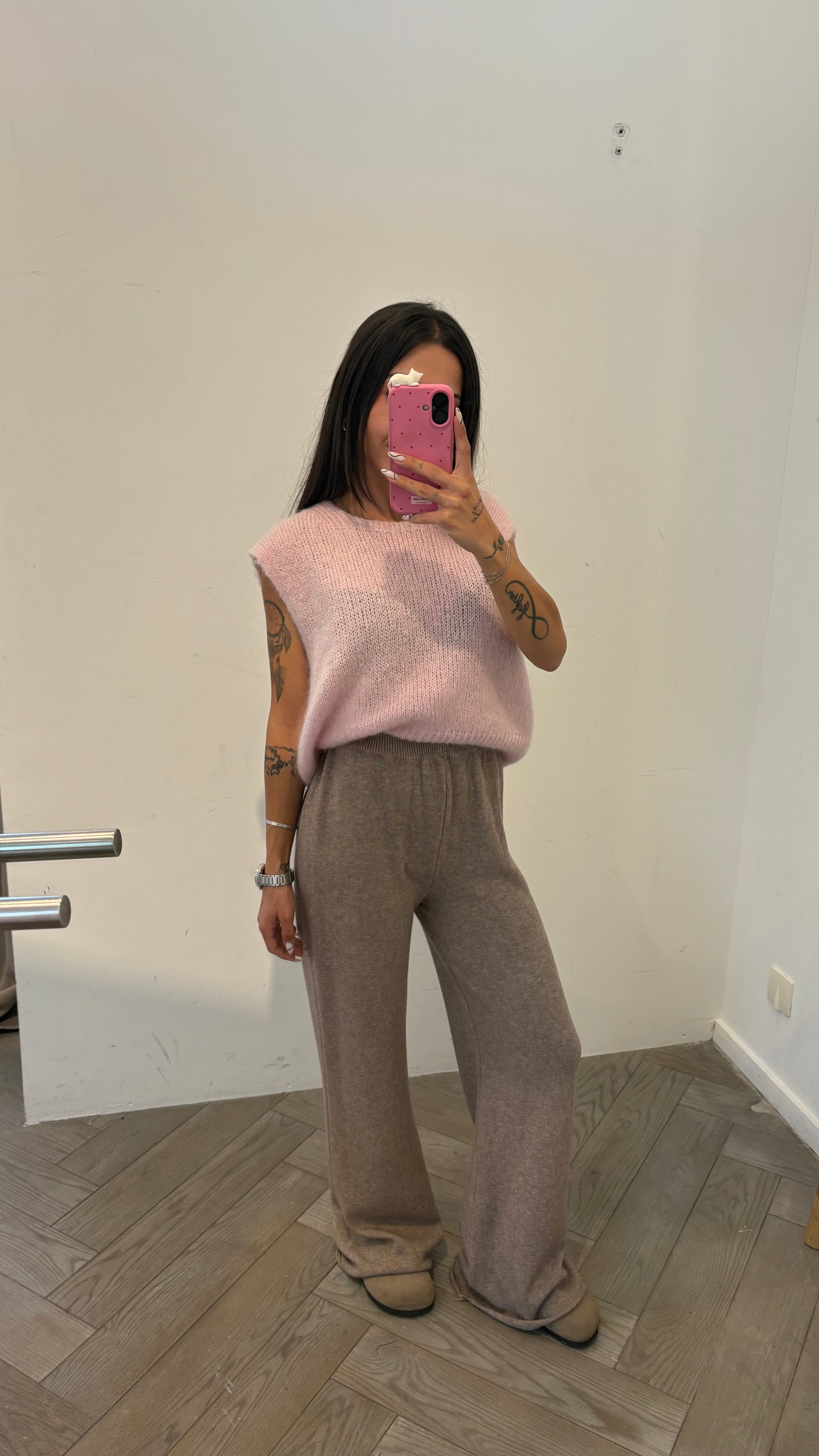 Pantalon en maille LYANNA marron