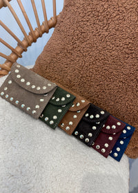 Porte-monnaie en cuir à clous