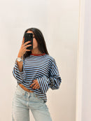 Top en coton LOUISE bleu