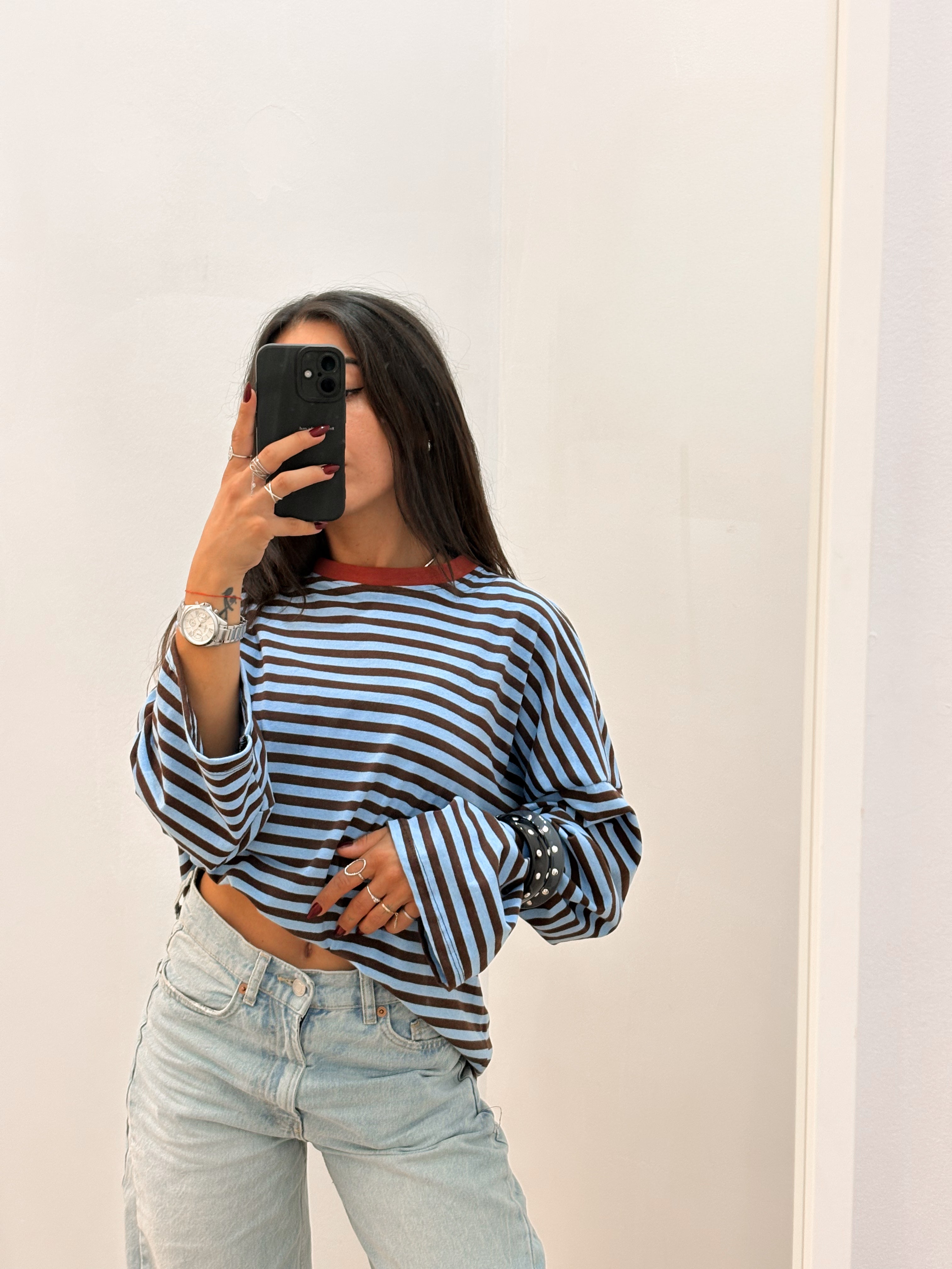 Top en coton LOUISE bleu