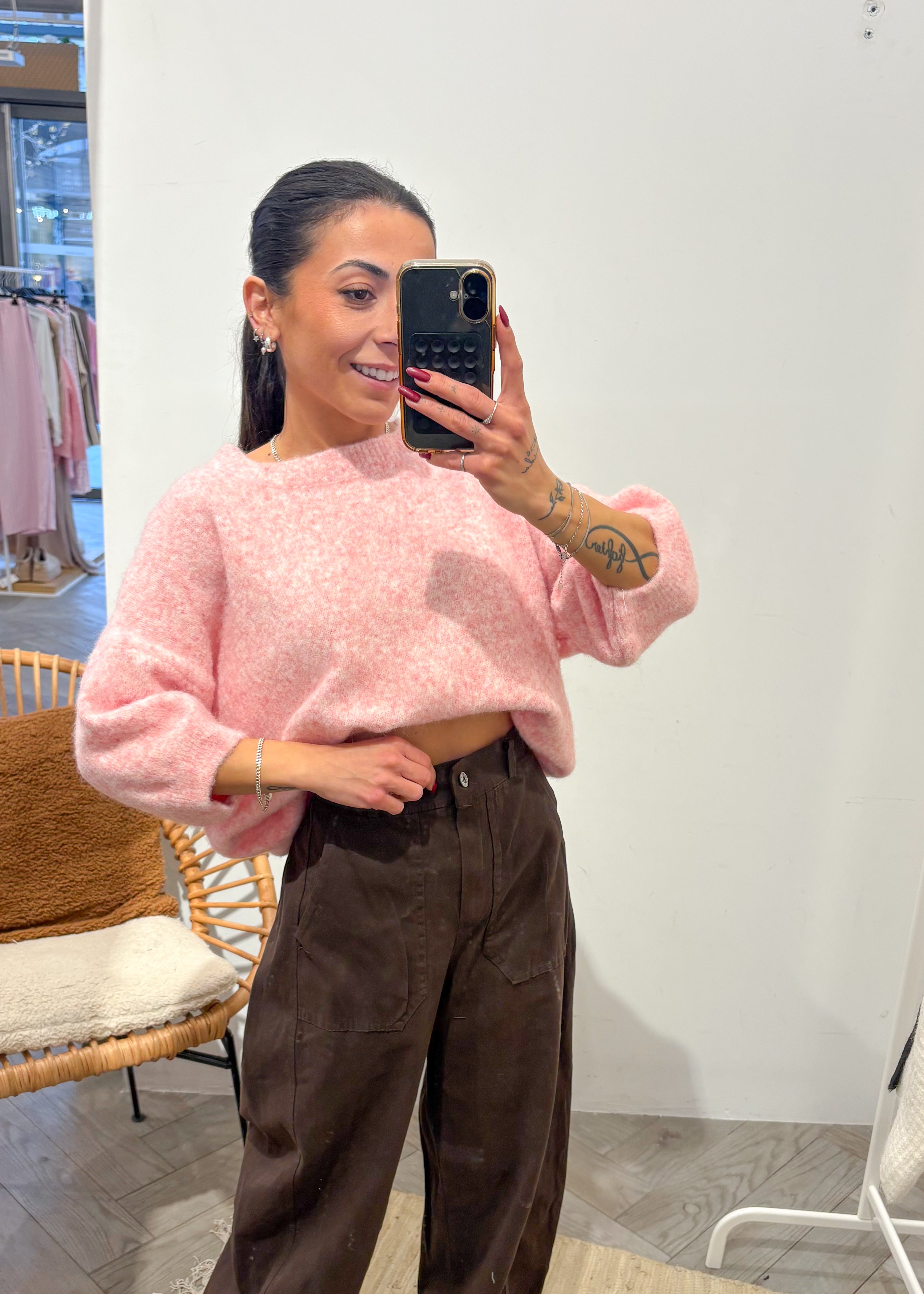 Pull laine et alpaga FELIA rose