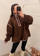 Pull TEDDY marron rose