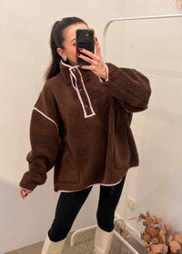 Pull TEDDY marron rose