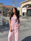 Top à bretelles scintillant RENATA rose