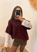 Pull en laine et alpaga MIRELLA bordeaux