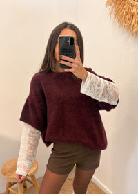 Pull en laine et alpaga MIRELLA bordeaux