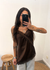 Top satiné LEVI marron